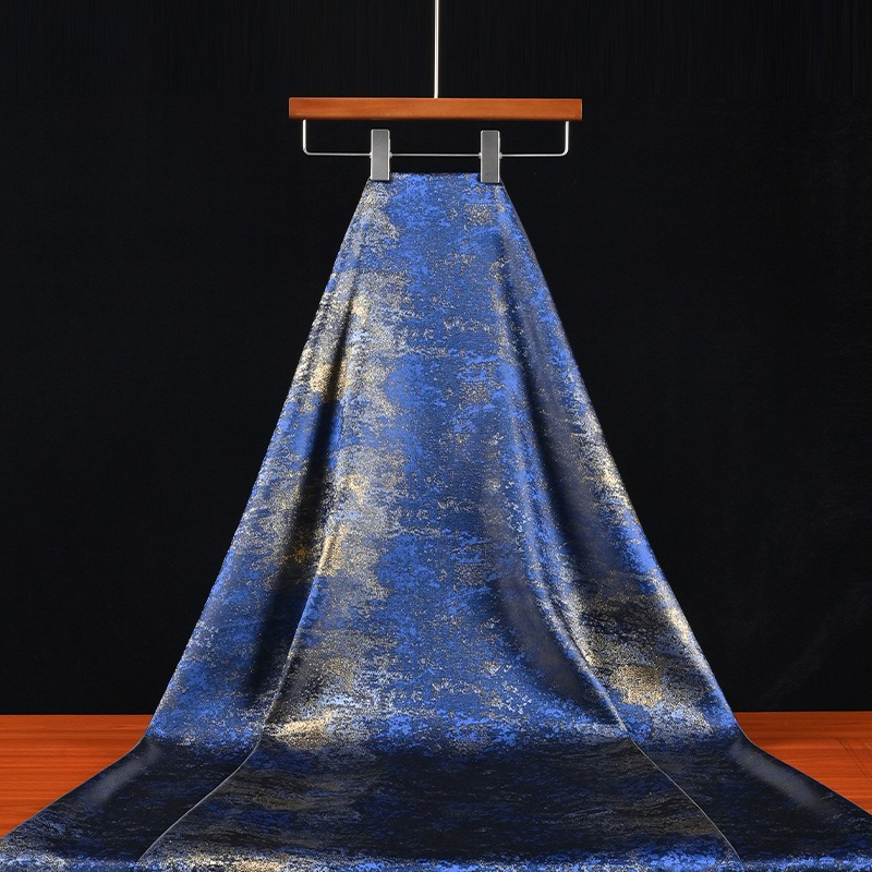 Home Textiles & Decorations - Retro Blue Gilded Gradient Textured Fabric,