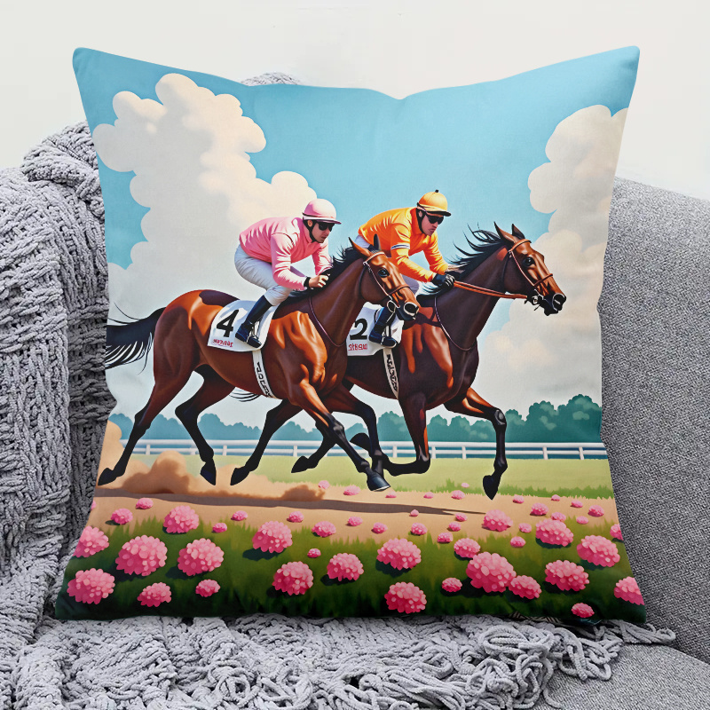 1pc Horse Racing Pillow Cover  - đánh giá và giá Pillow Insert 18X18