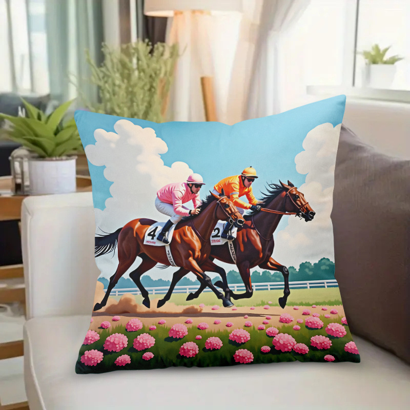 1pc Horse Racing Pillow Cover  - đánh giá và giá Pillow Insert 18X18