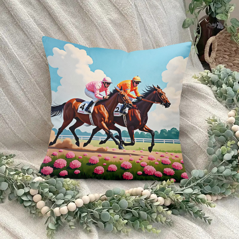 1pc Horse Racing Pillow Cover  - đánh giá và giá Pillow Insert 18X18