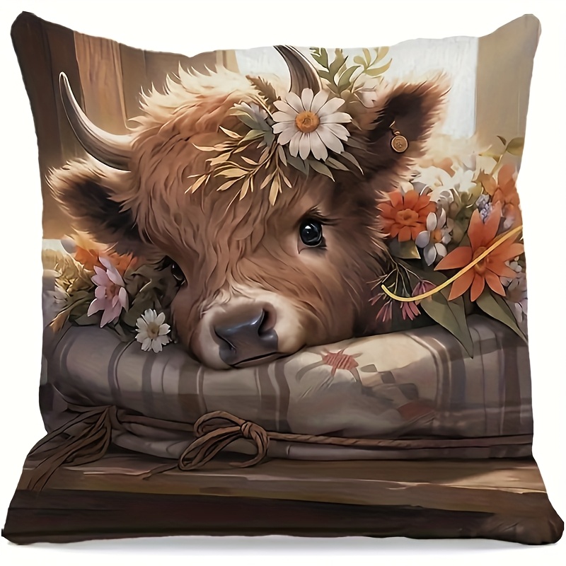 2D Flat - 1pc Highland Cow Pil - đánh giá và giá Pillow Insert 18X18