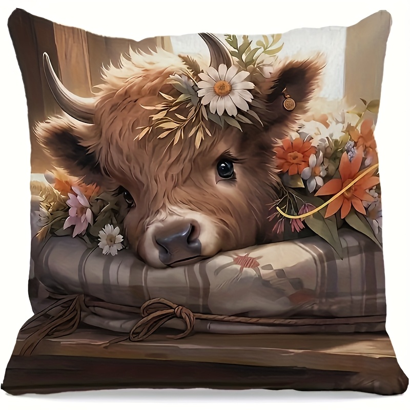 2D Flat - 1pc Highland Cow Pil - đánh giá và giá Pillow Insert 18X18