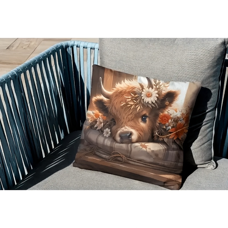 2D Flat - 1pc Highland Cow Pil - đánh giá và giá Pillow Insert 18X18