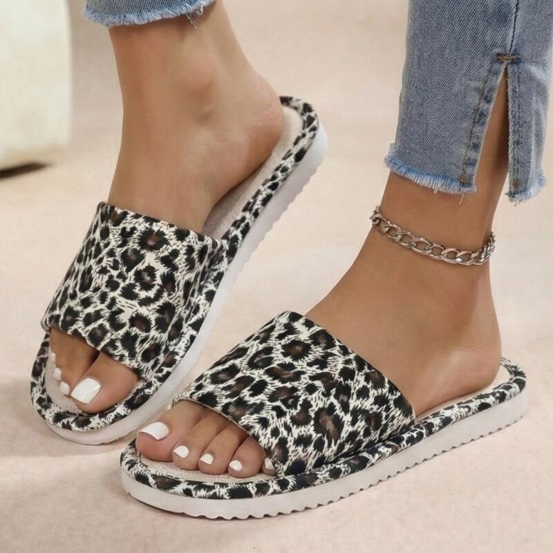 Linen Leopard Women's Slippers - đánh giá và giá Home Textile