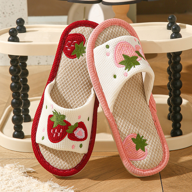 Strawberry Linen Women Slipper - đánh giá và giá Home Textile
