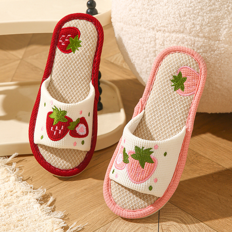 Strawberry Linen Women Slipper - đánh giá và giá Home Textile