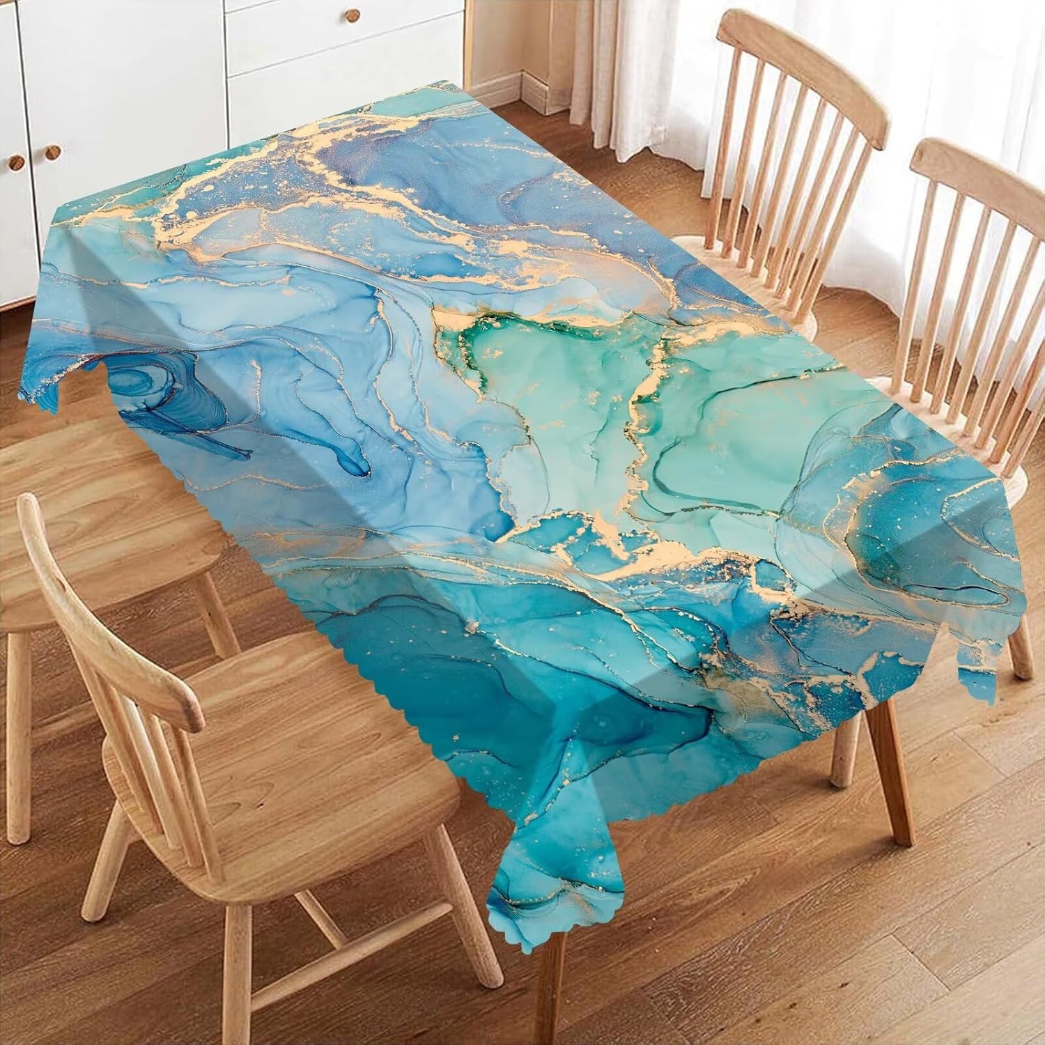 Luxury Teal Marble Fluid Table - đánh giá và giá Home Textiles Premium