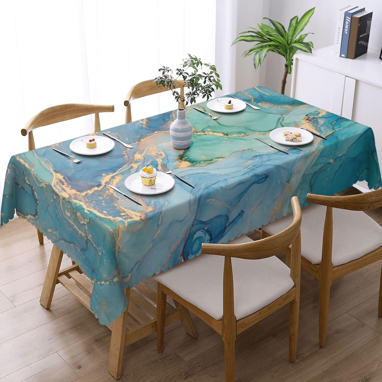 Luxury Teal Marble Fluid Table - đánh giá và giá Home Textiles Premium
